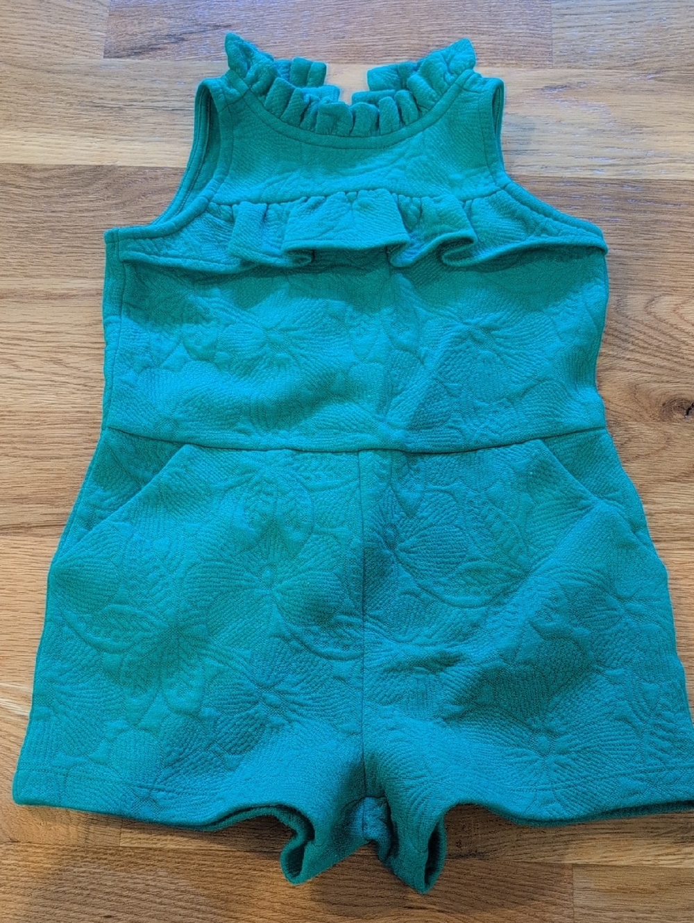Janie and Jack Green Size 3 Textured Ruffle Romper